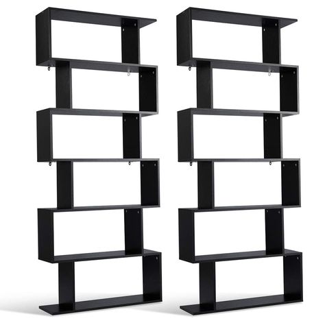 PRICES MAY VARY. 【Nicely Safe Design】With specially designed unbreakable wall-mounted accessories sets in the back, this shelf can be fixed on the wall, so it’s anti-tip design is much more stable and safer than other units of its kind. 【Practical & Multi-functional Shelf】This 6-tier bookcase can be adjusted to face your different demands giving you multiple placing options. You are free to place the items that you want to place. Various kinds of stuffs, such as decorative vase, plants, photos, Styled Bookshelves, Bedroom Bookcase, Bookcase Modern, Style Bookshelf, Standing Bookshelf, Shelf For Living Room, Stand Shelf, Black And White Coffee, Living Room Home Office