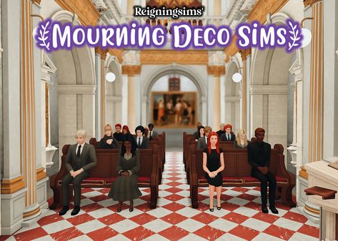 Deco Sitting Mourning Sims | Reigningsims on Patreon Sims 4 Deco Sims Sitting, Sims 4 Deco Sims, Sims Royal, Deco Sims, Sims Patreon, 4 Town, Sims Poses, Castle Exterior, Sims 4 Decades Challenge