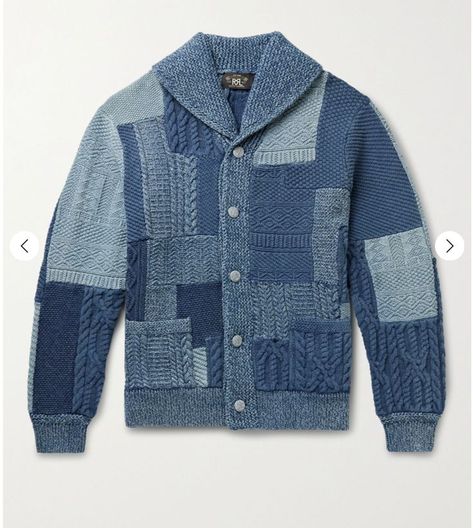 2022 Sweaters, Mens Shawl Collar Cardigan, Mens Shawl, Ralph Lauren Patchwork, Sweat Vest, Blue Shawl, Patchwork Cardigan, Linen Cardigan, Shawl Collar Cardigan