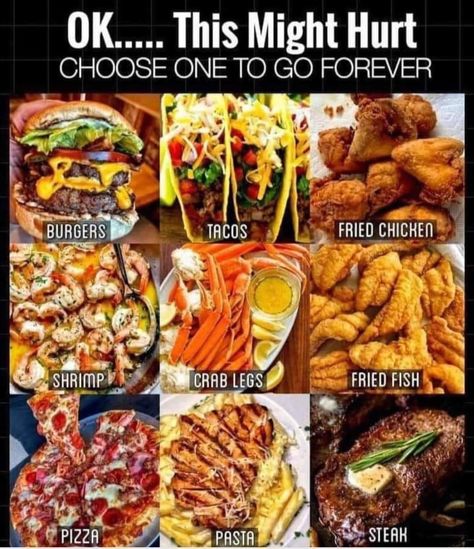 One Has To Go Food, One Has To Go, Fried Chicken Burger, Steak Pizza, Steak Pasta, Go Food, Pizza Fries, Taco Pizza, Soul Food Dinner