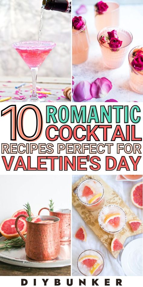 These Valentine's Day cocktail recipes are sure to put a smile on your date's face! #cocktails #vday #valentinesday #cocktailrecipes Lemonade Jello Shots, Christmas Recipes Dinner Main Courses, Breakfast Cocktails, Halloween Food Dinner, Grapefruit Cocktail, Meals For Four, Prosecco Cocktails, Salty Treats, Sweet Cocktails