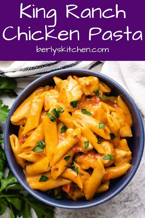 With our easy to follow recipe, you can learn to make this cheesy, spicy King Ranch chicken pasta in your Instant Pot! #berlyskitchen Ranch Chicken Pasta, Ranch Chicken Recipe, King Ranch Chicken, Recipes With Ingredients, Chicken Ranch Pasta, Chicken Bacon Ranch Pasta, Ranch Chicken Recipes, Ranch Chicken Casserole, Chicken Tonight