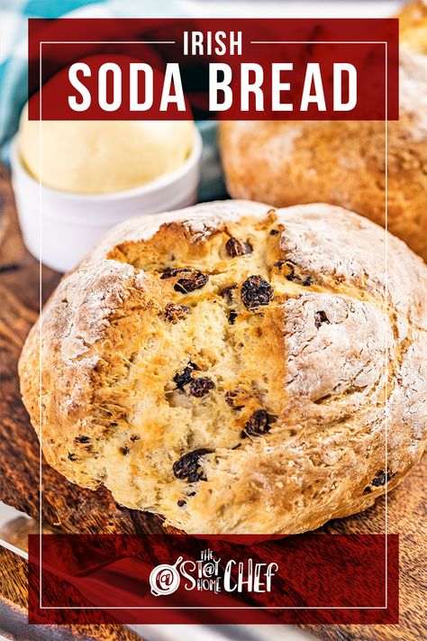 Traditional Irish Soda Bread is a dense and moist bread that requires no rising time and just four simple ingredients to make. Even better, it's ready in just 45 minutes, start to finish. Best Soda Bread Recipe, Soda Bread With Raisins, Easy Irish Soda Bread, Irish Bread, Traditional Irish Soda Bread, Soda Bread Recipe, Irish Cooking, Irish Soda Bread Recipe, Rustic Bread