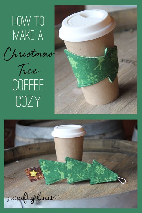 Sewing Christmas Gifts, Sewing Christmas, Christmas Sewing Projects, Coffee Cup Cozy, Coffee Cup Sleeves, Coffee Sleeve, Small Sewing Projects, Christmas Sewing, Coffee Cozy