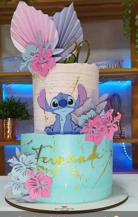 Stitch 18th Birthday Cake, 2 Tier Stitch Birthday Cake, Lilo And Stitch Candy Table, Lilo Stitch Birthday Party Ideas, Lilo And Stitch Birthday Cakes, Stitch Birthday Food Ideas, Stitch Birthday Party Cake, Stitch And Angel Cupcakes, Stitch Cake Ideas Birthday Parties