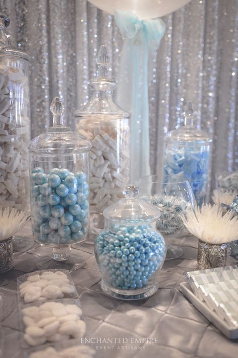 Sweet 16 Cinderella Theme, Baby Blue Quinceanera, Sweet 16 Winter Wonderland, Blue Candy Buffet, Cinderella Quinceanera Themes, Sweet 16 Winter, Cinderella Sweet 16, Wonderland Sweet 16, Blue Sweet 16