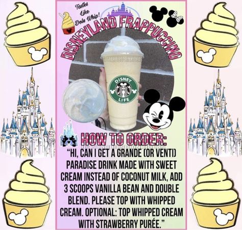 Disney Inspired Starbucks Drinks, Frappe Drinks, Starbucks Halloween Drinks, Starbucks Drink Menu, Starbucks Hacks, Starbucks Orders, Slow Days, Secret Starbucks Recipes, Kid Friendly Drinks