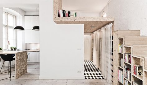 If you have a high ceiling, you might want to check out these ideas. The vertical space is often left unused, which is a shame,… Micro Studio, Small Studio Apartment Design, Mezzanine Bedroom, Små Rum Lidt Plads, Tiny Loft, Studio Apartment Design, Mini Loft, Micro Apartment, Small Loft