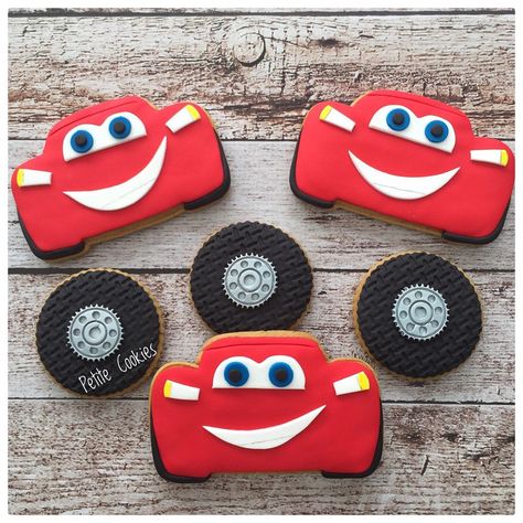 Petite Cookies on Instagram: “Who else has a Lightning McQueen fan in their home? Always a favourite and what better treat for friends than one of our cookies. 🏁 . .…” Lightening Mc Queen, Lightning Mcqueen Cookies, Mcqueen Cookies, Queen Cookies, Kids Cookies, Monster Truck Cake, Cars Lightning Mcqueen, Truck Cakes, Decorating Cookies