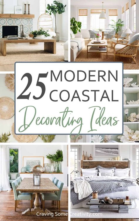 Coastal Decorating - Decide Your Beach Escape! Modern Lake House Decor, Bedroom Solutions, Coastal Decorating Ideas, Coastal Farmhouse Living Room, Beach House Decor Coastal Style, Coastal Cottage Decorating, Coastal Kitchen Decor, Modern Coastal Home, Modern Coastal Decor