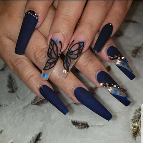 Navy Blue Nail Designs, Royal Blue Nails Designs, Blue Prom Nails, Acrylic Nail Designs Coffin, Work For, Blue Coffin Nails, Royal Blue Nails, Navy Nails, Navy Blue Nails