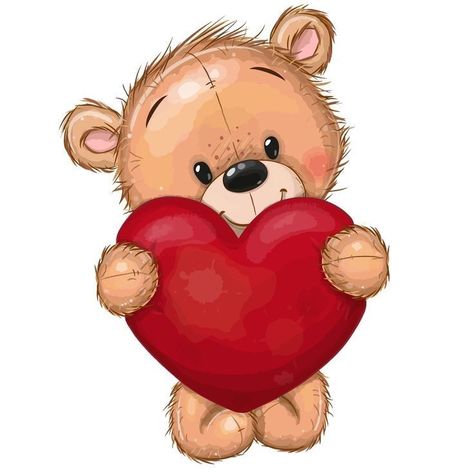 Valentines Toppers, Valentines Day Drawing, Valentines Illustration, Baby Animal Drawings, Valentines Art, Tatty Teddy, Valentine Cookies, Bear Art, Arte Animal