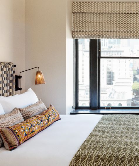 Kelly Wearstler: 3 style lessons from the Downtown L.A. Proper hotel | Livingetc Summer Los Angeles, Kelly Wearstler Interiors, Hotels In Los Angeles, Proper Hotel, Carved Chairs, Design A Space, Hotel Bed, Elegant Bedroom, Dream Living