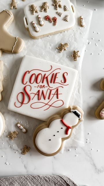 Cookies For Santa Decorated Cookie, Sugar Cookies For Santa, Merry Christmas Cookies Decorated, Cookies For Santa Decorated, Winter Decorated Cookies, Decorated Christmas Cookies Royal Icing, Fancy Christmas Cookies, Christmas Cookies Decorated Ideas, Christmas Cookies Design