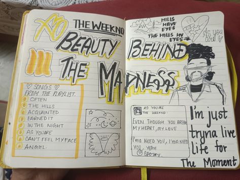 The Weeknd Journal Ideas, The Weeknd Journal, Beauty Behind The Madness Aesthetic, Madness Aesthetic, Weeknd Aesthetic, Beauty Behind The Madness, Inspiration Painting, Album Scrapbook, You Mad