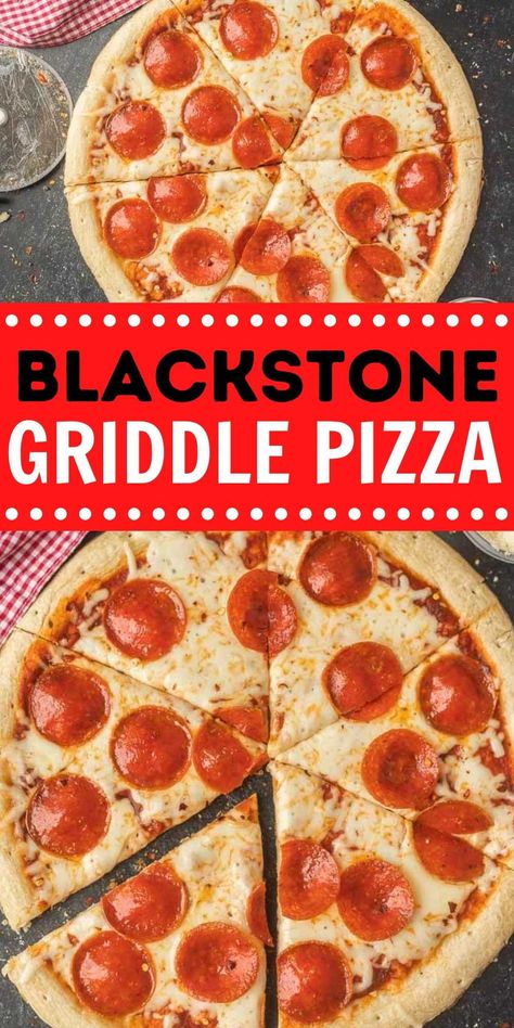 Griddle Pizza - Blackstone griddle pizza recipe Black Stone Griddle Pizza, Pizza Blackstone Griddle, Griddle Pizza Recipes, Black Stone Pizza Recipe, Black Stone Griddle Recipes Dessert, Black Stone Pizza, Blackstone Pizza Recipes, Black Stone Griddle Recipes Dinner, Pizza On Blackstone Griddle