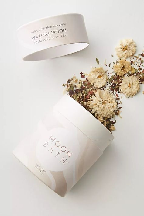 Beauty & Wellness | Anthropologie Waxing Moon, Botanical Bath, Tea Packaging Design, Moon Bath, Bath Tea, Milk Bath, Tea Packaging, Beauty Wellness, Ancient Wisdom