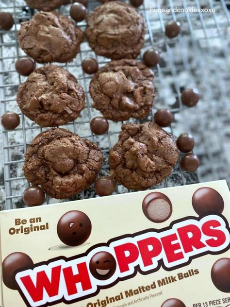 Whopper Cookies Whopper Cookies, Whoppers Candy, Chewy Bars, Malted Milk Balls, White Chocolate Brownies, Frozen Hot Chocolate, Food Charlatan, Double Chocolate Cookies, Melting White Chocolate