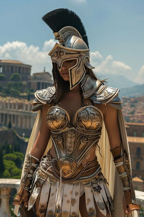 Greek Warrior Costume, Gladiator Female, Gladiator Costumes, Spartan Women, Roman Armor, Roman Warriors, Warrior Costume, Amazon Warrior, Greek Warrior