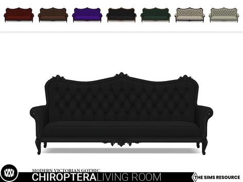 The Sims Resource - Modern Victorian Gothic - Chiroptera Sofa Gothic Modern House, Victorian Gothic House, Gold Sofa, Sims4 Clothes, Modern Victorian, Bathtub Accessories, Gothic House, Victorian Gothic, The Sims Resource