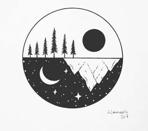 Circle Art Drawing Simple, Drawing Night, Doodling Ideas, Images For Cricut, Circle Drawing, Forest Night, Cool Drawing, Geometric Drawing, Moon Drawing