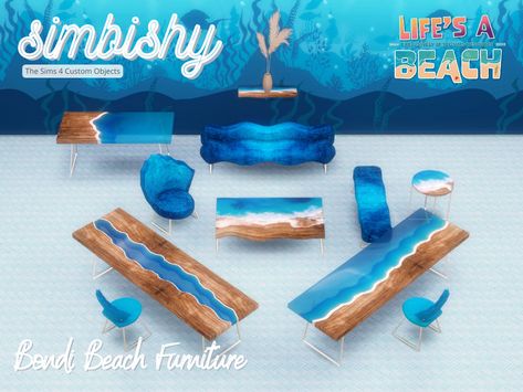 Beach Dining Table, Living Room Sims 4, Living Chair, Cc Packs, Furniture Cc, Sims 4 Kitchen, Beach Dining, Beach Furniture, Sims 4 Clutter