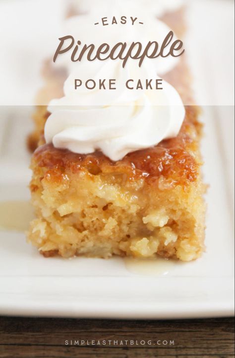 Pineapple Poke Cake, Poke Cake Recipe, Recipe For One, Pineapple Desserts, Pineapple Recipes, Kolaci I Torte, Poke Cake Recipes, Dessert Aux Fruits, Dry Fruit