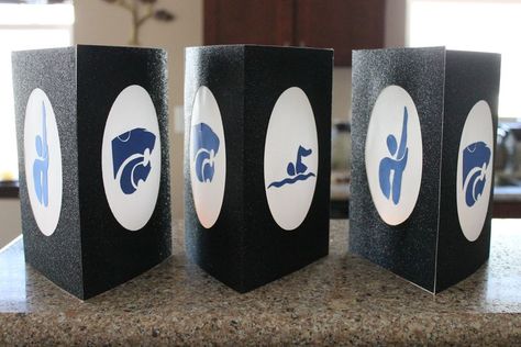 Swim And Dive Banquet, Swimming Centerpieces, Swim Centerpieces, Swim Banquet Ideas, Swim Banquet Centerpieces, Swim Team Banquet, Sports Banquet Centerpieces, Wrestling Banquet, Summer Swim Team