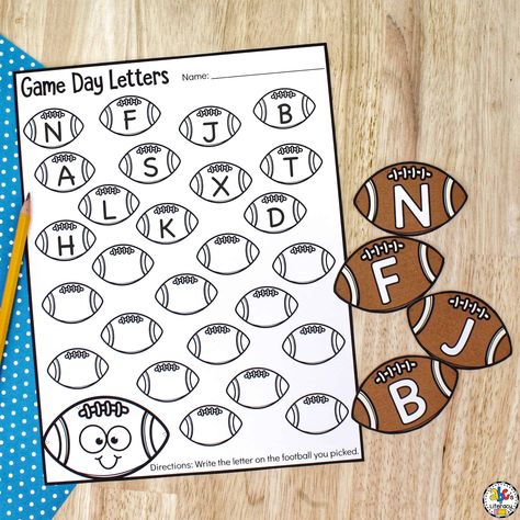 Football Theme Preschool Activities, Developmental Preschool, Activity Sensory, Learning Journal, Letter Recognition Activities, Alphabet Board, Letter Identification, Letter Matching, Football Themes