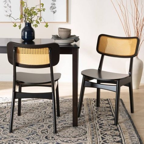 Rattan Dining Chairs, Baxton Studio, Woven Rattan, Wood Dining Chairs, Furniture Dining Chairs, Table Seating, Side Chairs Dining, Shop Chair, Kitchen Dining Furniture