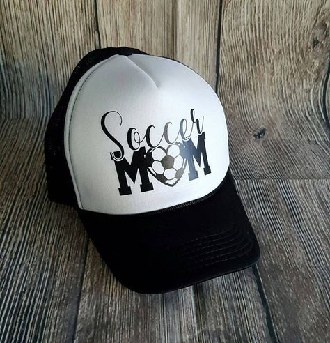 White Trucker Hat, Trucker Hat Black, Mom Hat, Mom Tote Bag, Black Trucker Hat, Personalized Hats, Mom Hats, Team Mom, Spirit Wear