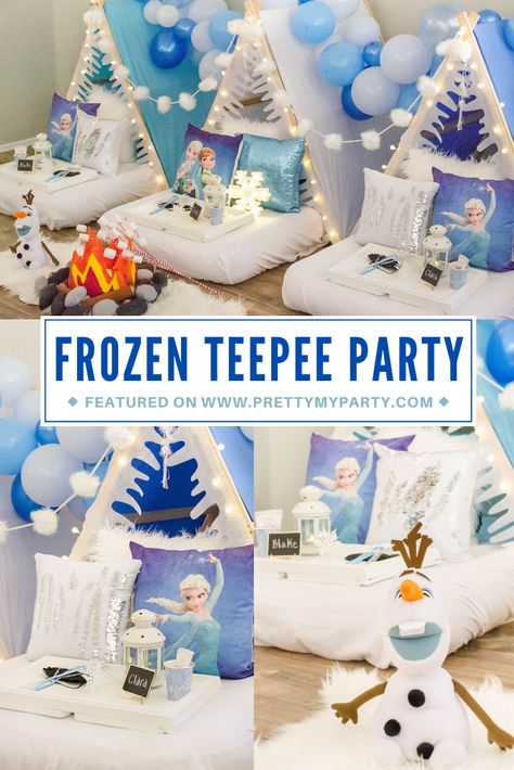 Tee Pee Party, Teepee Party Ideas, Teepee Sleepover Party Ideas, Slumber Party Teepee, Teepee Sleepover Party Outdoor, Girls Teepee Sleepover Party Ideas, Party Rental Ideas, Frozen Birthday Party Decorations, Teepee Sleepover Party Mattress