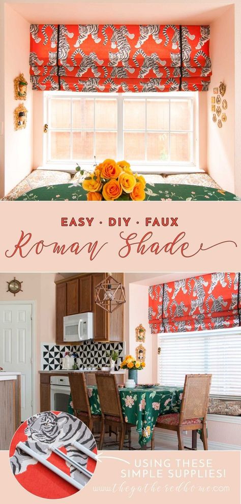 DIY Faux Roman Shade - The Gathered Home Bedroom Window Blinds, Diy Faux Roman Shade, Window Blinds Ideas, Faux Roman Shade Valance, Classic Roman Shades, Blinds Ideas, Simple Window Treatments, Sister Parish, Diy Roman Shades