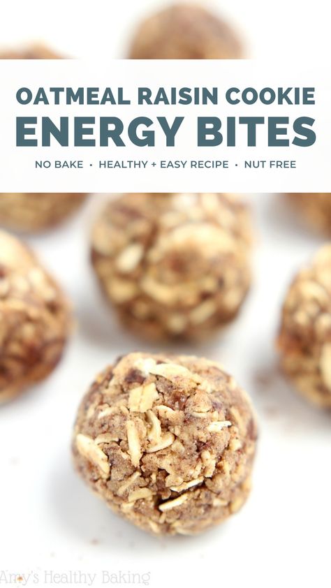 Protein Bites No Bake, Protein Balls With Protein Powder, Protein Energy Bites, Oatmeal Energy Bites, Oats Protein, Oatmeal Balls, Protein Balls Healthy, Nut Free Snacks, Energy Bites Healthy