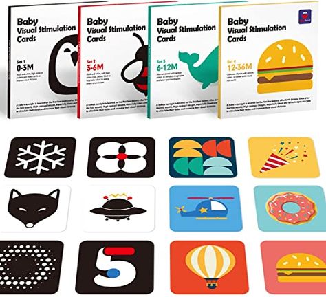 Amazon.com: Flash Cards Baby Visual Stimulation Cards 0-3-6-12-36 Months Baby Toys 0-3 Months Infant Newborn Tummy Time Toys Baby Gifts Toys 3-6 Months 6''×6'' Large for Sensory Development Black White Card Set : Clothing, Shoes & Jewelry Tummy Time Newborn, Contrast Images, Baby Flash Cards, Tummy Time Toys, Baby Toys Newborn, August Baby, Brain Memory, High Contrast Images, Sensory Development