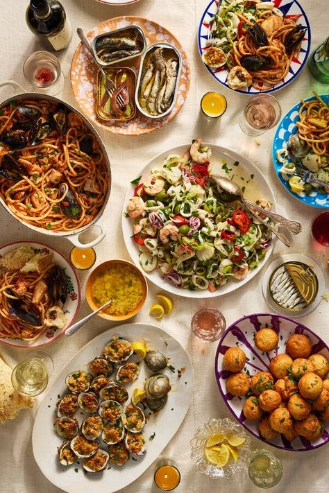 Seven Fishes (Not Seven Dishes) for Christmas Eve 7 Fishes Christmas Eve, Seven Fishes Christmas Eve, Italian Christmas Eve, Traditional Christmas Eve Dinner, Dishes For Christmas, Feast Of The Seven Fishes, 7 Fishes, Seven Fishes, Plain Bread