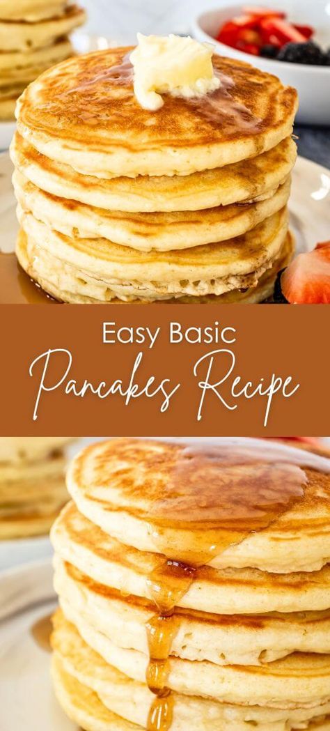 Easy Basic Pancakes Recipe Homade Pancakes Recipe, Best Easy Pancake Recipe, Pancake Recipe Fluffy, Cracker Barrel Pancakes, Basic Pancake Recipe, Best Homemade Pancakes, Easy Pancake Recipe, Easy Homemade Pancakes, Basic Pancakes