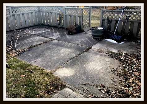 Paint Old Concrete for a Colorful Patio Makeover - My Bright Ideas Old Patio Makeover, Old Concrete Patio Makeover, Backyard Patio Makeover, Painted Cement Patio, Concrete Floors Diy, Form Painting, Concrete Yard, Cement Pavers, Paint Concrete Patio