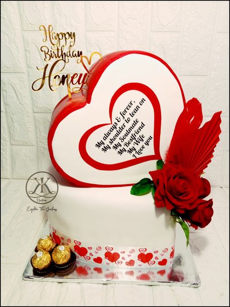 Heart shaped tiered cake Heart Shaped Cakes Birthday, Cake For Wife, Birthday Cake For Wife, Shaped Cakes, Heart Shaped Cakes, Tiered Cake, Creative Cakes, Cake Designs, Heart Shapes