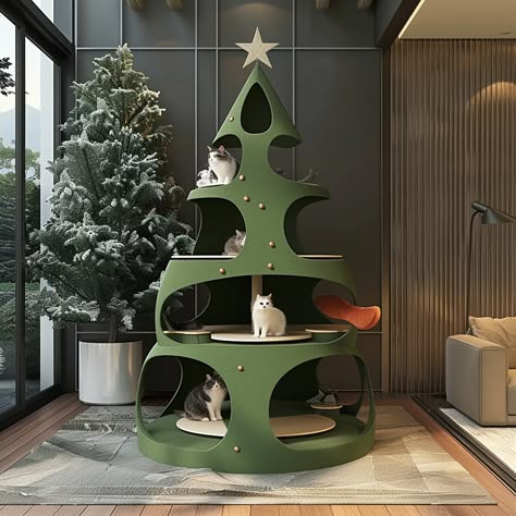 Christmas Tree Cat Crawl Cat Proof Christmas Tree, Christmas Tree Cat, My Room Decor, Contemporary Christmas Trees, Cat Shelf, Unique Bed, Cat Proofing, Cat Christmas Tree, Pet Things