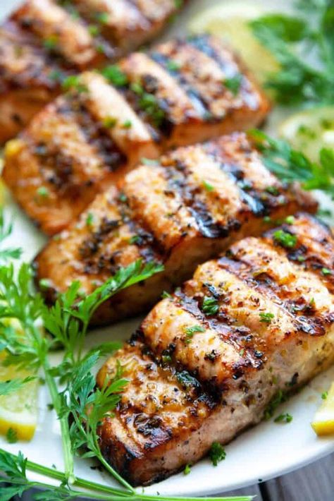 Lemon Pepper Salmon – Easy Grilled Salmon Recipe | Foodtasia Lemon Salmon Recipes, Easy Grilled Salmon, Grilled Salmon Recipe, Lemon Pepper Salmon, Heavy Appetizers, Grilled Salmon Recipes, Lemon Salmon, Summer Meals, Easy Salmon