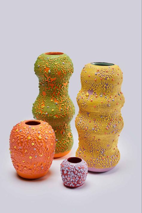 House Plant Seth Rogan, Seth Rogen Pottery, Seth Rogan Pottery, Ceramic Trends 2024, Weird Ceramics, Funky Ceramics, Funky Pottery, Funky Vase, Colorful Vases