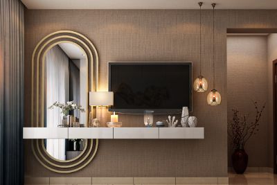 Tv Panel With Mirror, Tv Panel Design With Dressing Table, Lcd Unit With Dressing Table, Tv Unit Design With Dressing Table, Bedroom Tv Unit Decor, Tv Unit With Mirror Design Modern, Tv Wall Design With Mirror, Tv Unit And Dressing Table Design, Lcd Panel With Dressing Table