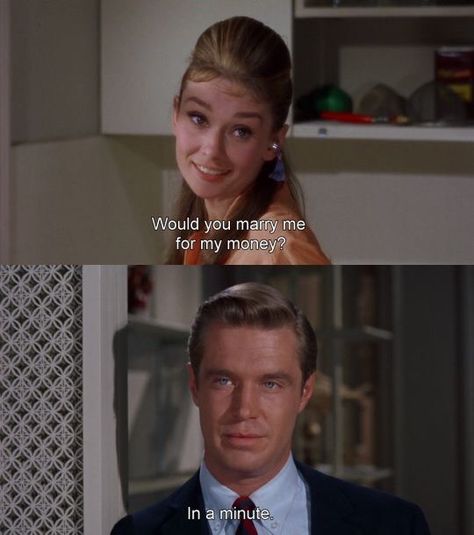 The thing here is that Holly was desperate for money and didn't have alot so by him saying that meant that he loved her and would not marry her for her money because she had none Breakfast At Tiffany's Quotes, Breakfast At Tiffany's Movie, Would You Marry Me, George Peppard, Love Film, Movie Lines, Breakfast At Tiffanys, Film Quotes, Matt Bomer