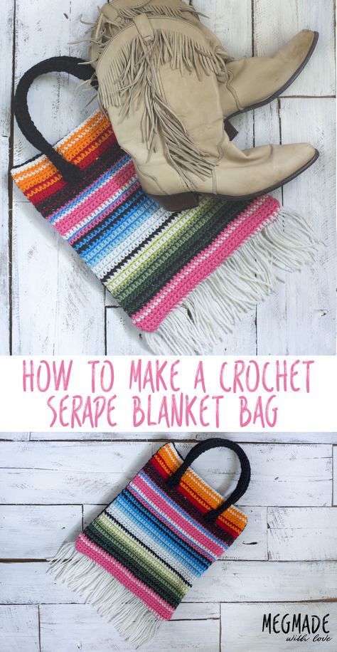 Crochet Serape, Mexican Crochet, Handbags Crochet, Purses Patterns, Stitch Purse, Blanket Bag, Serape Blanket, Bags Patterns, Crochet Hack