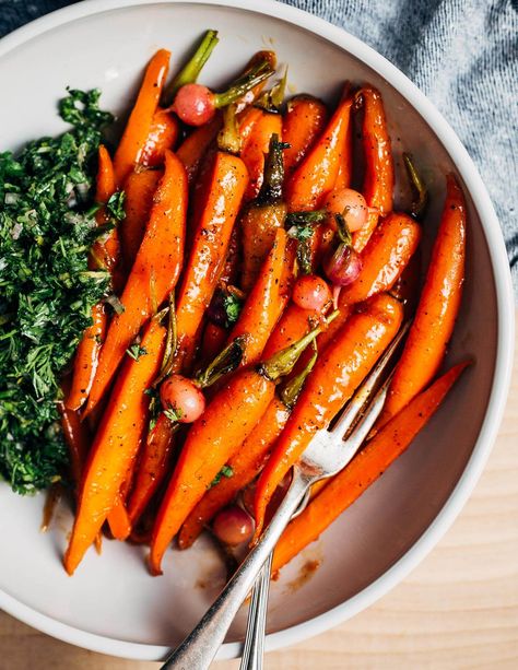 Carrot Dishes, Glazed Carrots Recipe, Radish Greens, Chimichurri Recipe, Carrot Greens, Pickled Eggs, Flavorful Vegetables, Menu Inspiration, Carrot Top