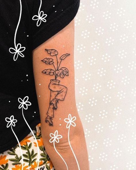 Love Simon Tattoo, Groovy Tattoo, Pants Tattoo, Simon Tattoo, Plants Tattoo, Love Simon, Plant Tattoo, Custom Tattoo, Tattoo On