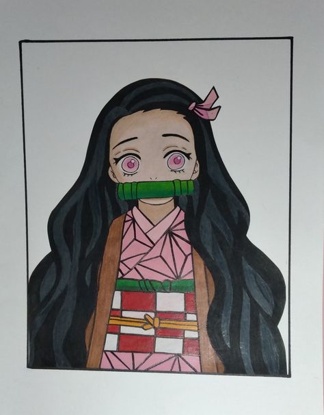 Demon Slayer watercolor painting- Nezuko/ Acuarela de Nezuko Nezuko Watercolor, Demon Slayer Nezuko Drawing, Nezuko Drawing Easy, Demon Slayer Watercolor, Nezuko Drawing Sketch, Nezuko Painting, Nezuko Drawing, Anime Drawings For Beginners, Nezuko Icon