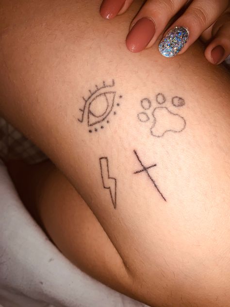 Stick And Pokes, Stick And Poke, The Lightning, Lightning Bolt, Leg Tattoos, The Cross, The Eye, Jesus Fish Tattoo, Tatting