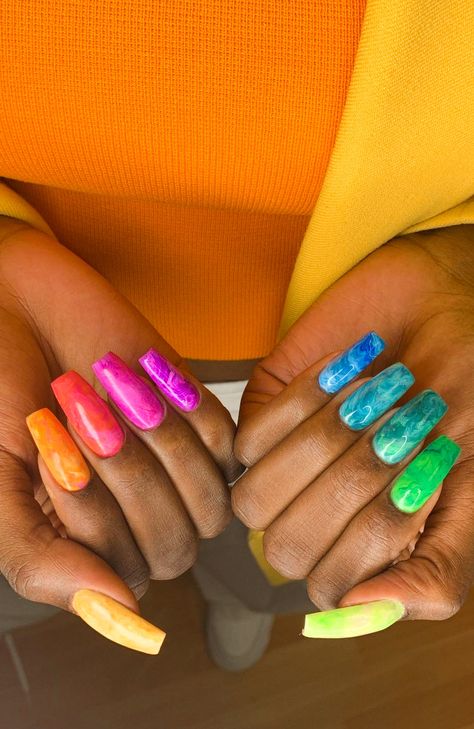 Nails, t Nail Designs Multi Color Summer, Super Colorful Nails, Nails Multicolor, Best Nails, Summer Manicure, Galaxy Nails, Nails Now, Nails Today, Minimal Nails